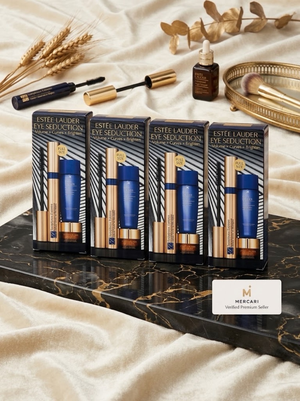 Bundle of 4 Estee Lauder Eye Seduction Set  mascara eye cream makeup remover